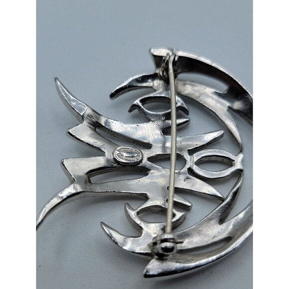Norman Bel Geddes Brooch Pin Silver Tone Flow Of Motion Signed Estate Rare 1950s - Picture 9 of 16